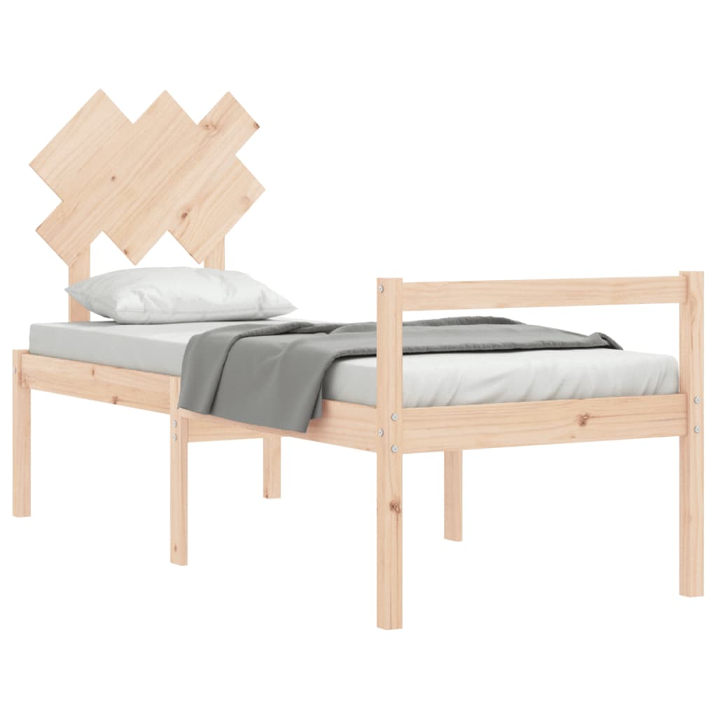 vidaXL Seniorenbett mit Kopfteil Massivholz