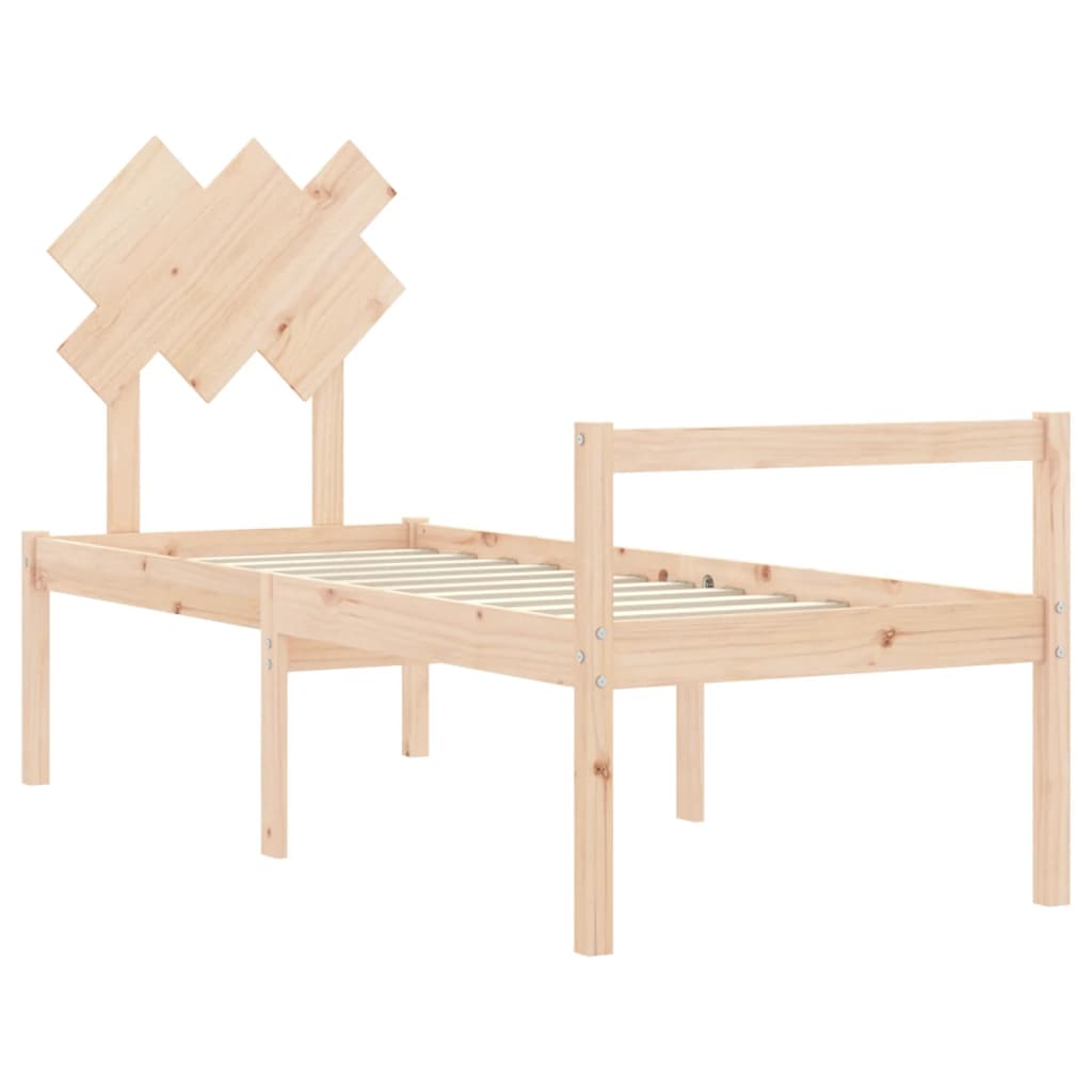 vidaXL Seniorenbett mit Kopfteil Massivholz