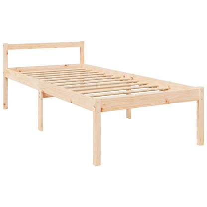 vidaXL Seniorenbett mit Kopfteil Massivholz