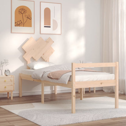 vidaXL Seniorenbett mit Kopfteil Massivholz