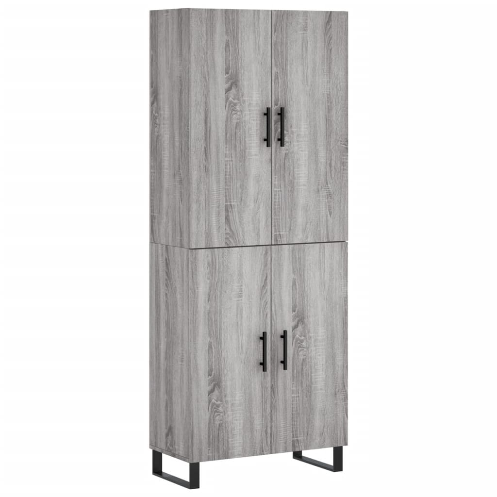Highboard Grau Sonoma 69,5x34x180 cm Holzwerkstoff