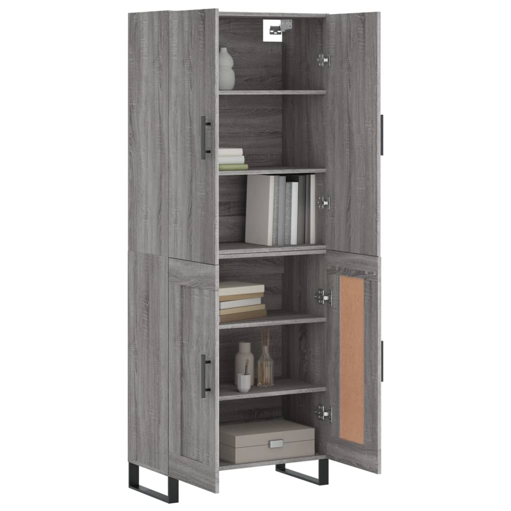 Highboard Grau Sonoma 69,5x34x180 cm Holzwerkstoff