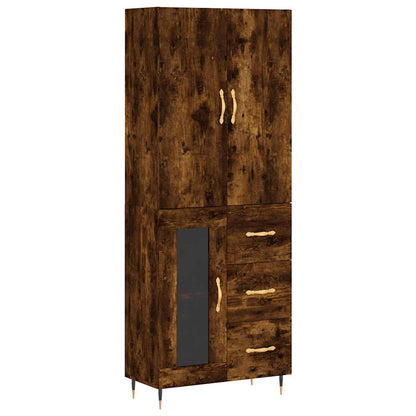vidaXL Bahut chêne fumé 69,5x34x180 cm Bois d'ingénierie