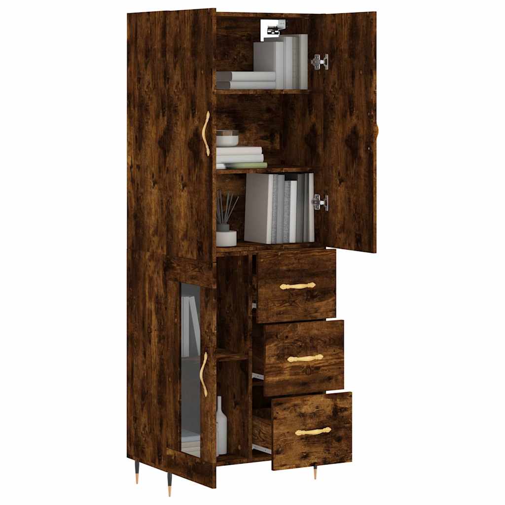 vidaXL Bahut chêne fumé 69,5x34x180 cm Bois d'ingénierie