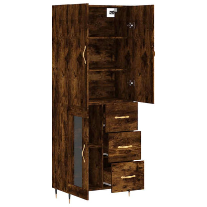 vidaXL Bahut chêne fumé 69,5x34x180 cm Bois d'ingénierie