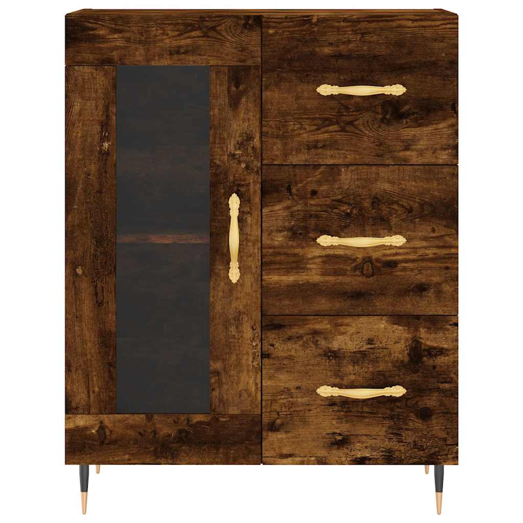 vidaXL Bahut chêne fumé 69,5x34x180 cm Bois d'ingénierie