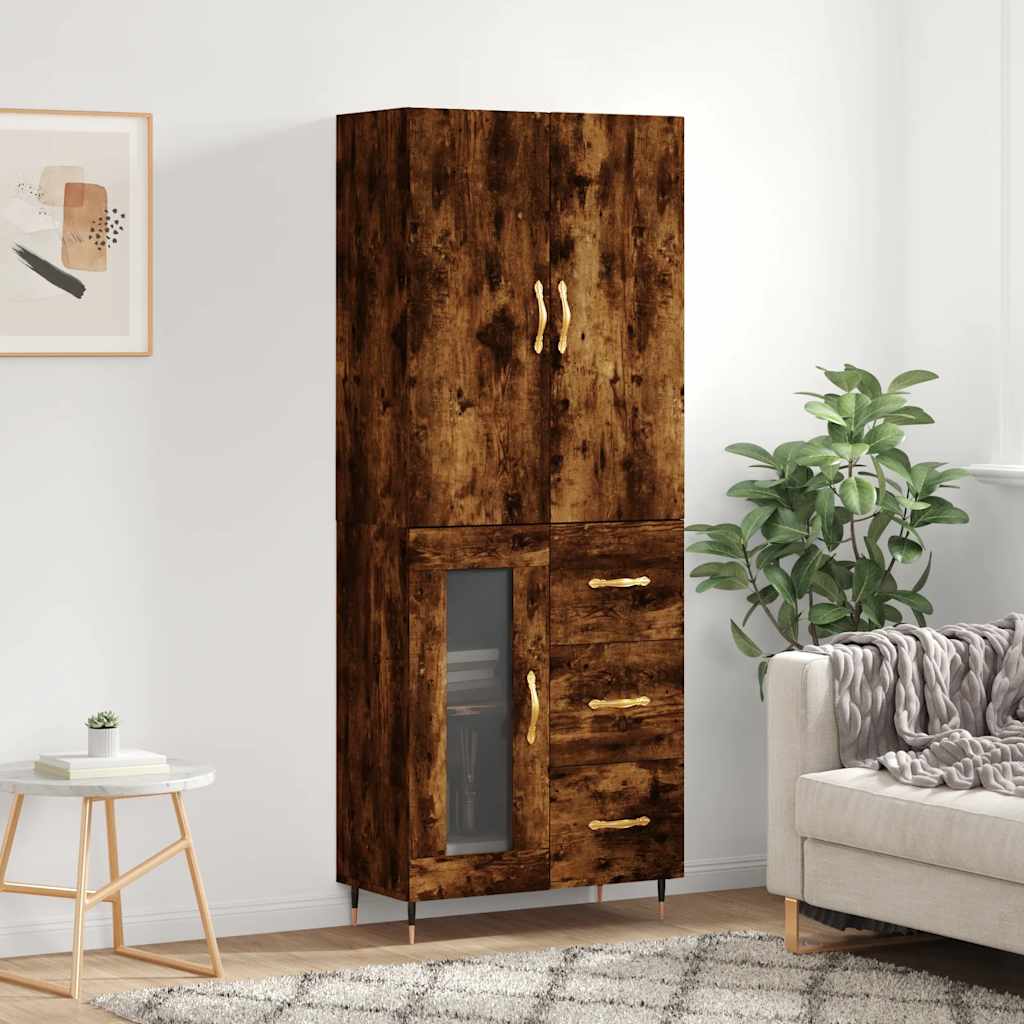 vidaXL Bahut chêne fumé 69,5x34x180 cm Bois d'ingénierie