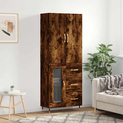 vidaXL Bahut chêne fumé 69,5x34x180 cm Bois d'ingénierie