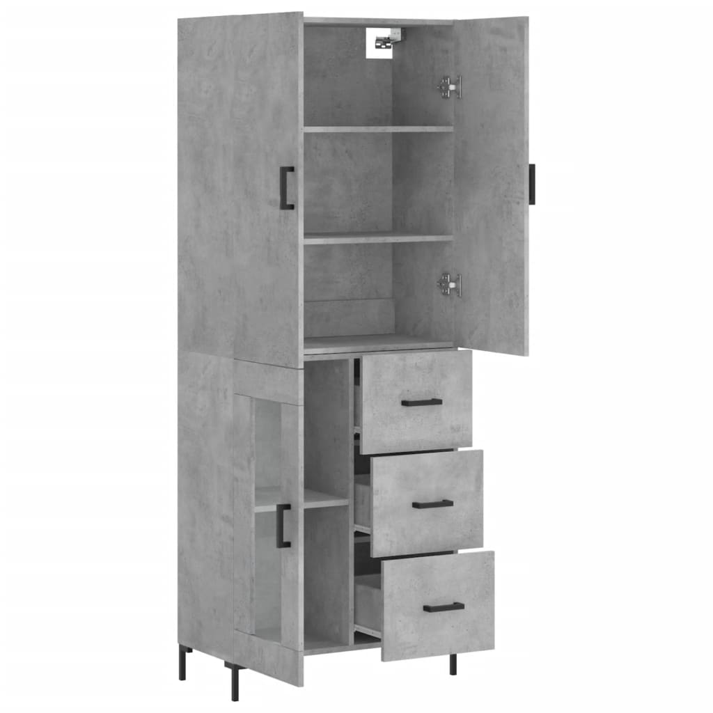 vidaXL Highboard Betongrau 69,5x34x180 cm Holzwerkstoff
