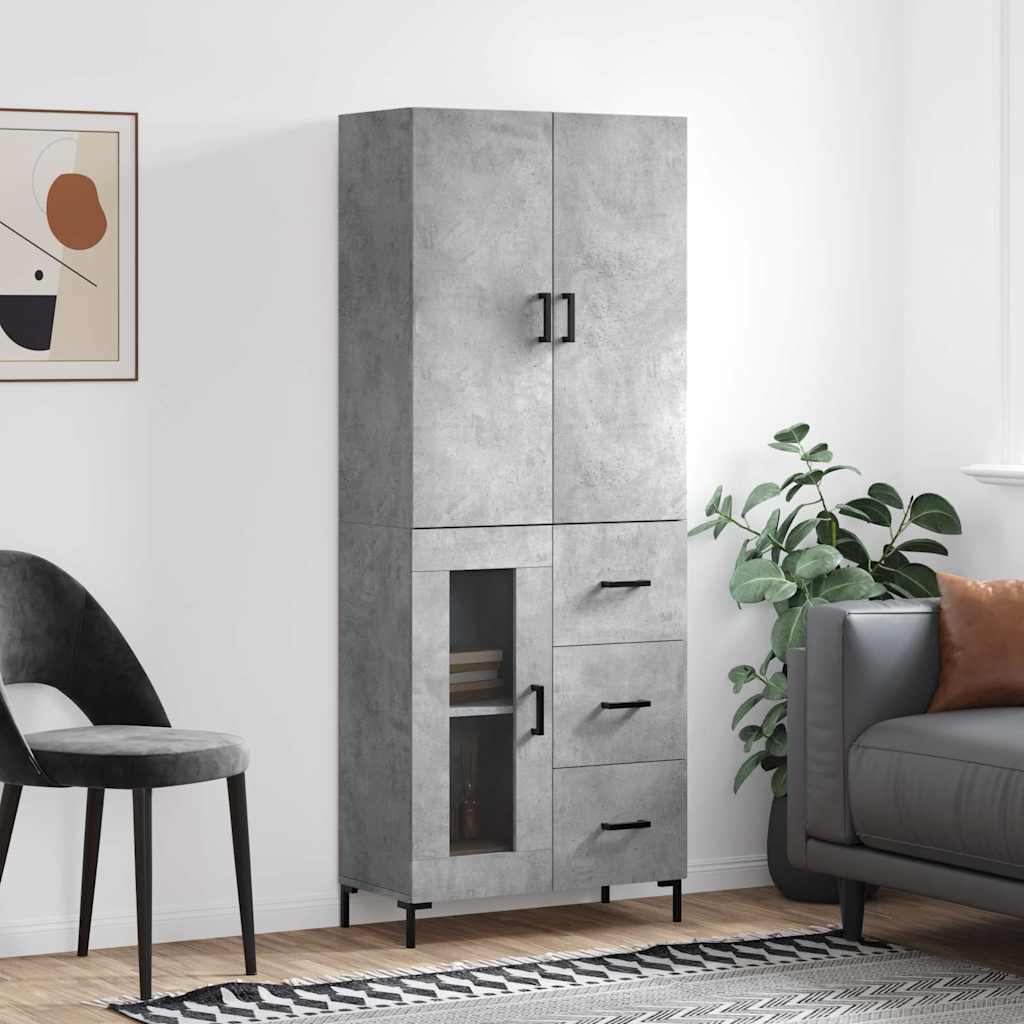 vidaXL Highboard Betongrau 69,5x34x180 cm Holzwerkstoff