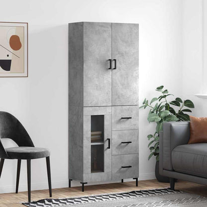 vidaXL Highboard Betongrau 69,5x34x180 cm Holzwerkstoff