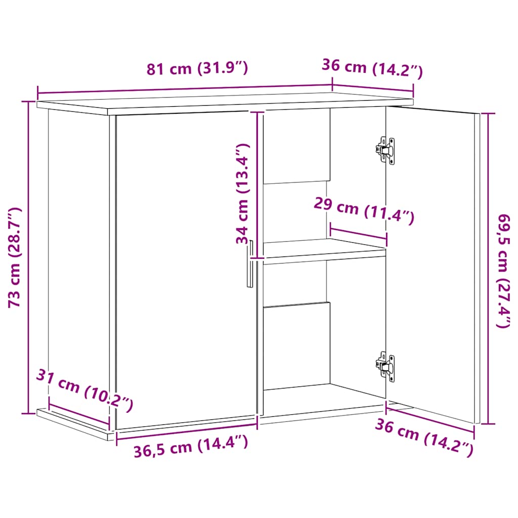 Aquariumständer Sonoma-Eiche 81 x 36 x 73 cm Holzwerkstoff