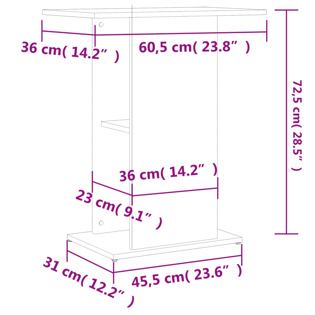 vidaXL Aquariumständer Hochglanz-Weiß 60,5x36x72,5 cm Holzwerkstoff