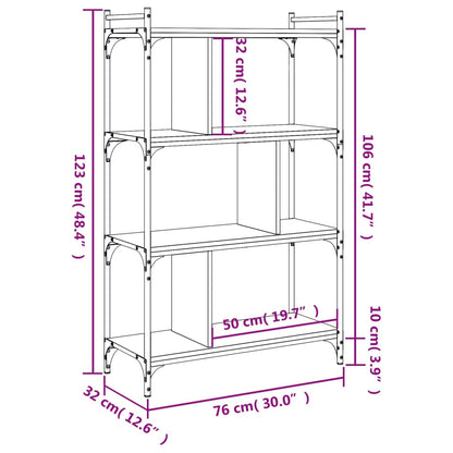vidaXL Bücherregal 4 Böden Schwarz 76x32x123 cm Holzwerkstoff