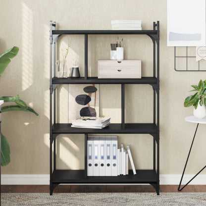 vidaXL Bücherregal 4 Böden Schwarz 76x32x123 cm Holzwerkstoff
