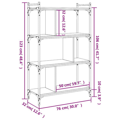 vidaXL Bücherregal 4 Böden Braun Eiche-Optik 76x32x123cm Holzwerkstoff