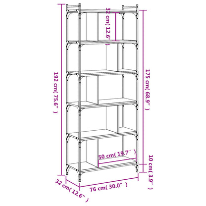 vidaXL Bücherregal 6 Böden Räuchereiche 76x32x192 cm Holzwerkstoff