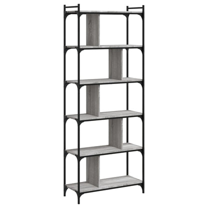 vidaXL Bücherregal 6 Böden Grau Sonoma 76x32x192 cm Holzwerkstoff
