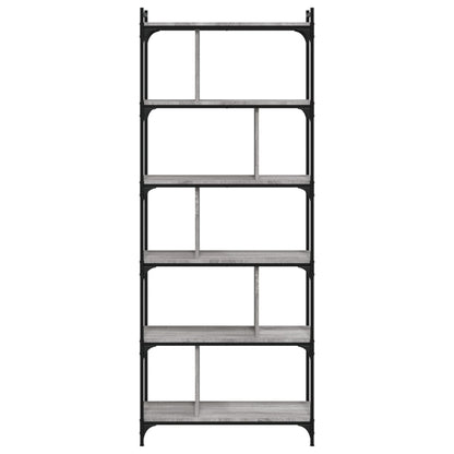 vidaXL Bücherregal 6 Böden Grau Sonoma 76x32x192 cm Holzwerkstoff