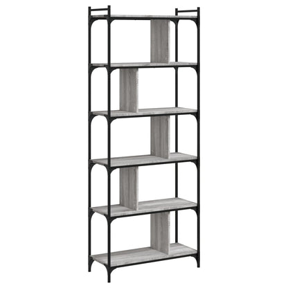 vidaXL Bücherregal 6 Böden Grau Sonoma 76x32x192 cm Holzwerkstoff