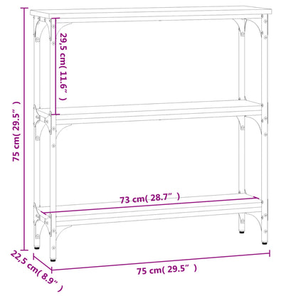 vidaXL Table console Noir 75x22,5x75 cm Bois d'ingénierie