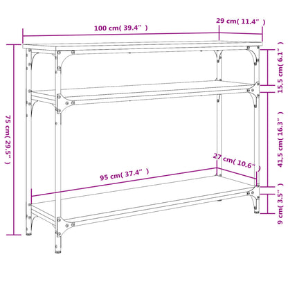 vidaXL Console de table grise Sonoma 100x29x75 cm en bois d'ingénierie