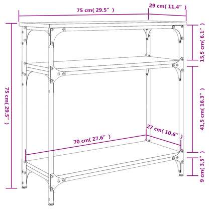 vidaXL Konsolentisch Sonoma-Eiche 75x29x75 cm Holzwerkstoff