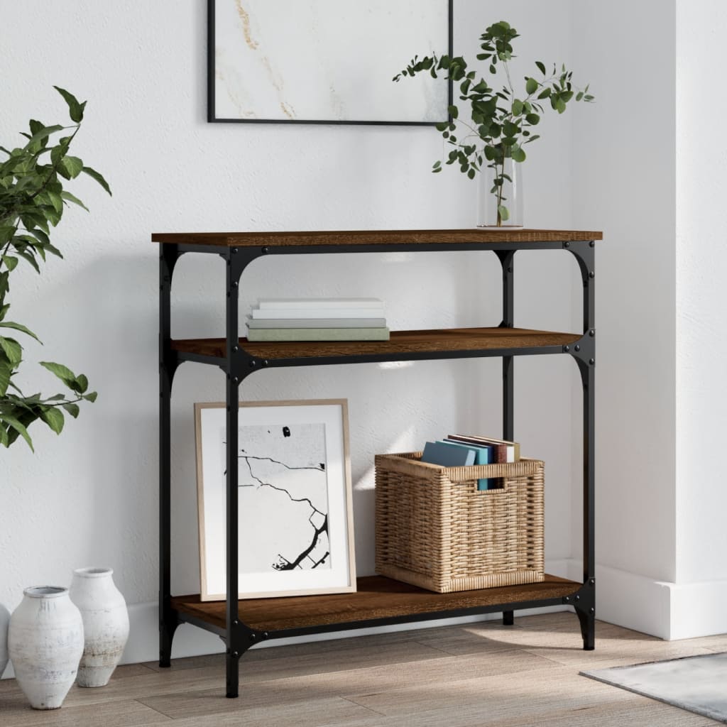 vidaXL Console de table marron aspect chêne 75x29x75 cm en bois d'ingénierie
