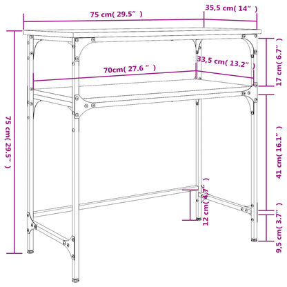 vidaXL Table Console Marron Aspect Chêne 75x35,5x75 cm Bois d'ingénierie