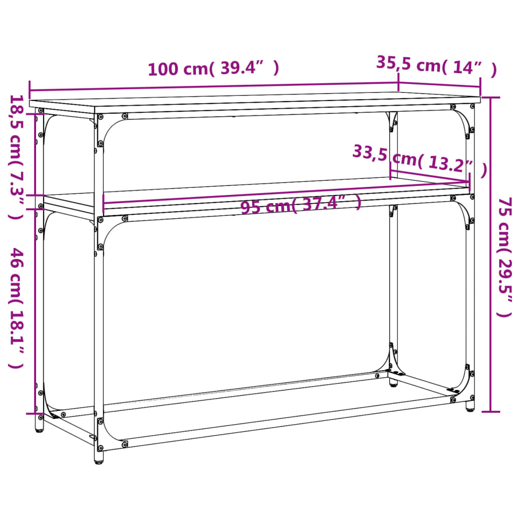 vidaXL Table console chêne fumé 100x35,5x75 cm Bois d'ingénierie