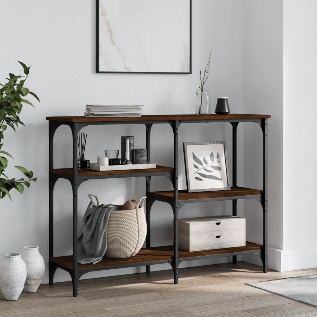 vidaXL Console Chêne Brun 102x29x75 cm Bois d'ingénierie