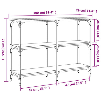 vidaXL Console de table grise Sonoma 100x29x75 cm en bois d'ingénierie