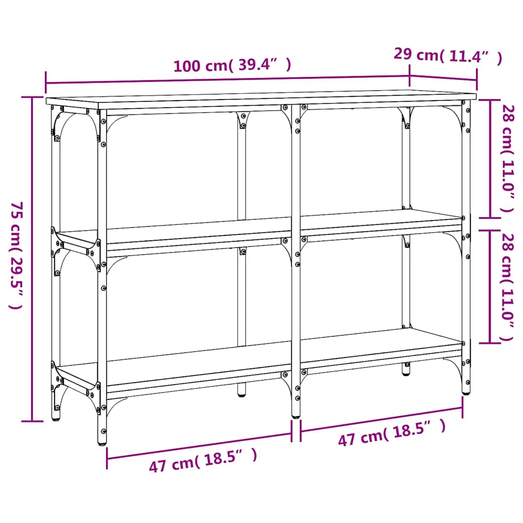 vidaXL Konsolentisch Braun Eichen-Optik 100x29x75 cm Holzwerkstoff