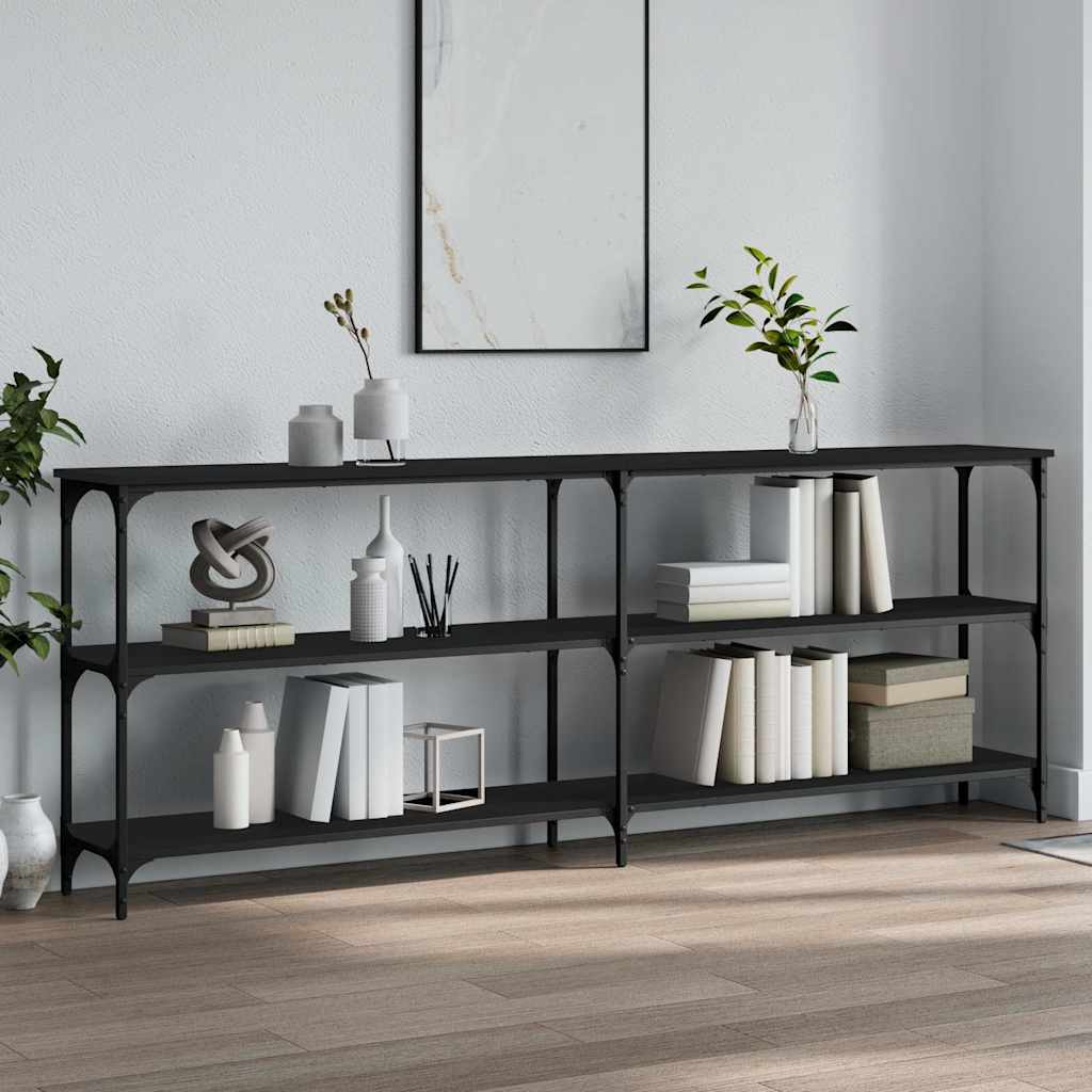 vidaXL Console noire 200x29x75 cm en bois d'ingénierie