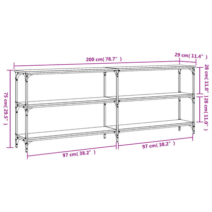 vidaXL Konsolentisch Räuchereiche 200x29x75 cm Holzwerkstoff
