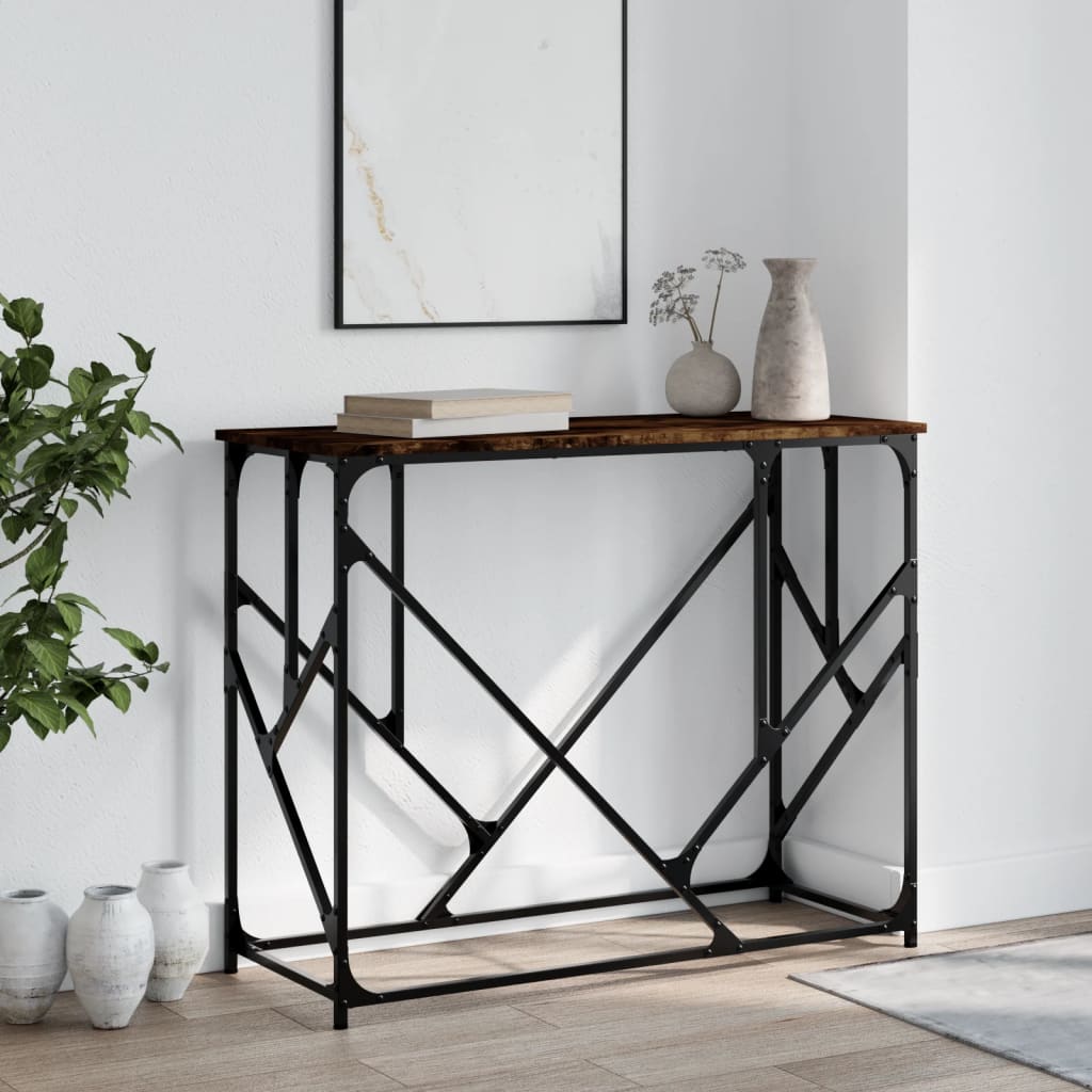 vidaXL Table console en bois d'ingénierie chêne fumé 100x40x80 cm