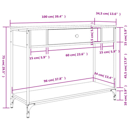 vidaXL Konsolentisch Räuchereiche 100x34,5x75 cm Holzwerkstoff