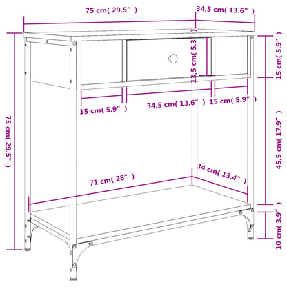vidaXL Table console chêne fumé 75x34,5x75 cm aggloméré