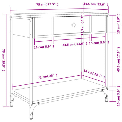 vidaXL Console table gris sonoma 75x34,5x75 cm Bois d'ingénierie