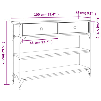 vidaXL Console gris sonoma 100x25x75 cm aggloméré