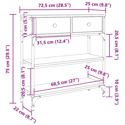 vidaXL Konsolentisch Räuchereiche 72,5x25x75 cm Holzwerkstoff