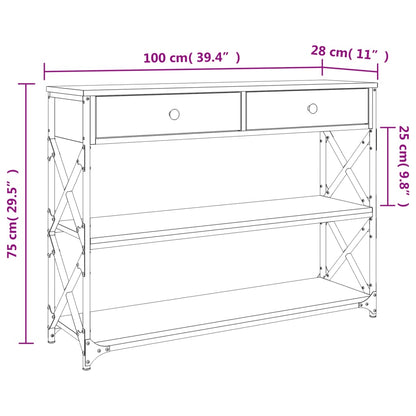 vidaXL Konsolentisch Grau Sonoma 100x28x75 cm Holzwerkstoff