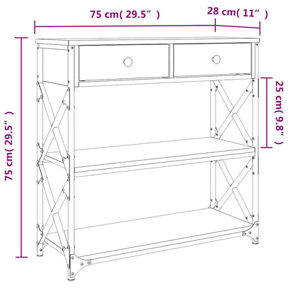 vidaXL Table console chêne Sonoma 75x28x75 cm aggloméré