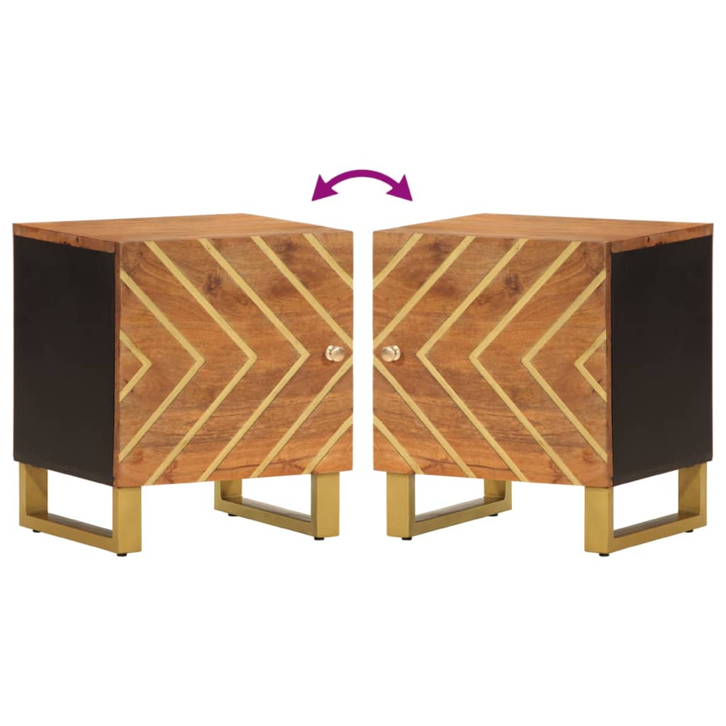 vidaXL Nachttische 2 Stk. Braun und Schwarz Massivholz Mango