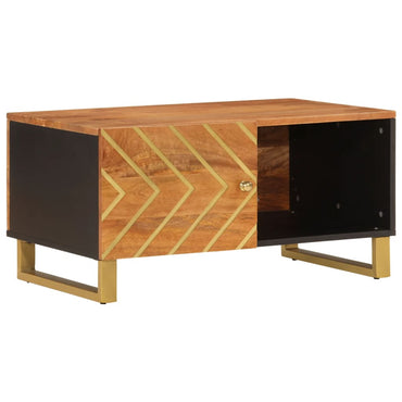 vidaXL Table basse marron et noir 80x50x40 cm en bois de manguier massif