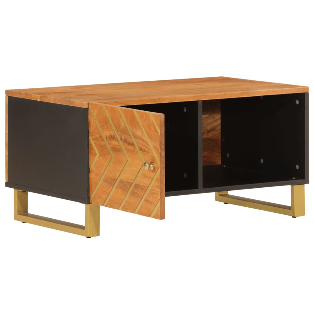 vidaXL Table basse marron et noir 80x50x40 cm en bois de manguier massif