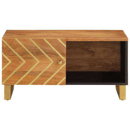 vidaXL Table basse marron et noir 80x50x40 cm en bois de manguier massif