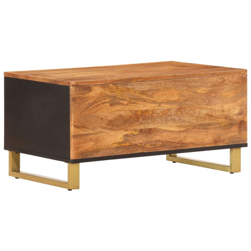 vidaXL Table basse marron et noir 80x50x40 cm en bois de manguier massif