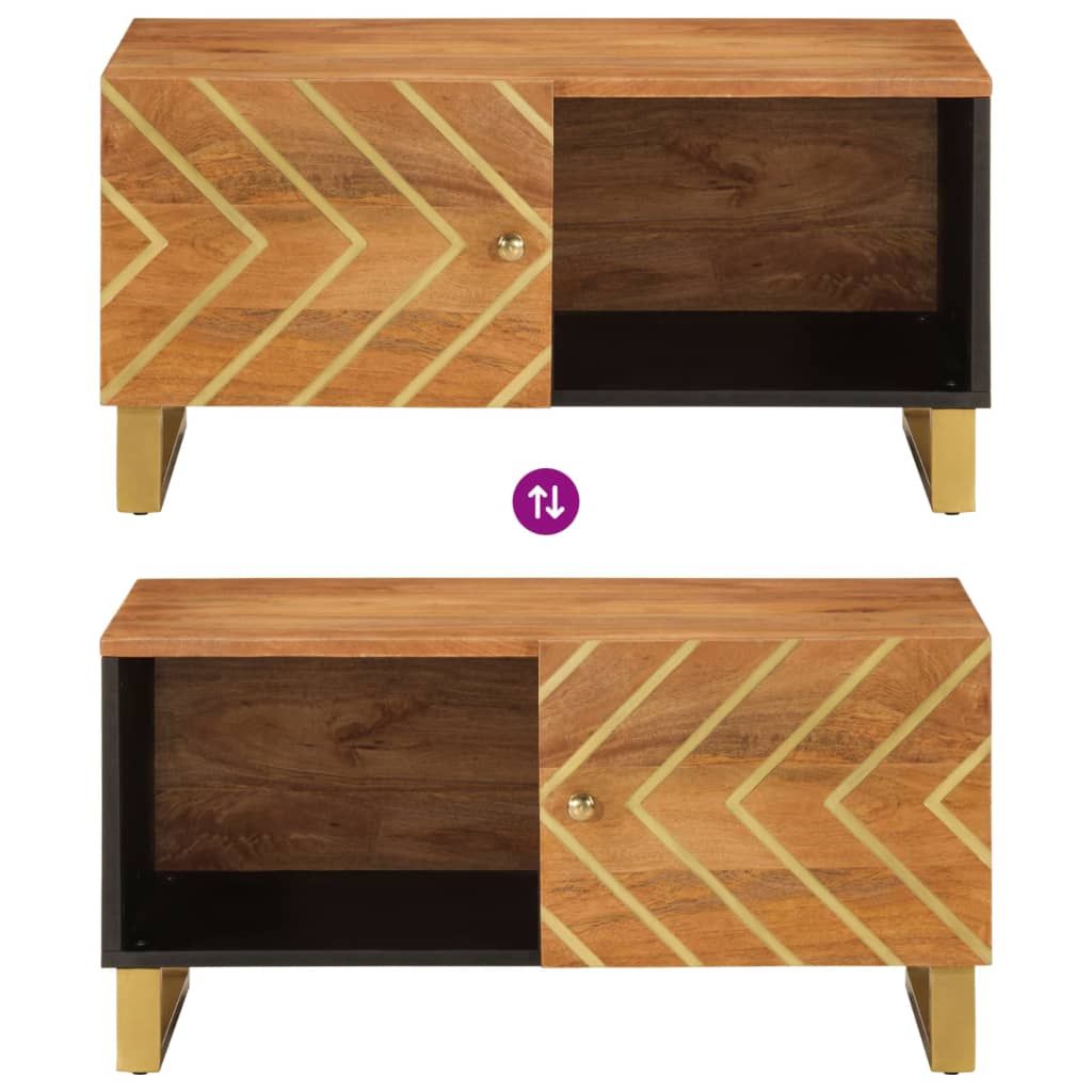 vidaXL Table basse marron et noir 80x50x40 cm en bois de manguier massif