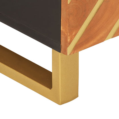 vidaXL Table basse marron et noir 80x50x40 cm en bois de manguier massif